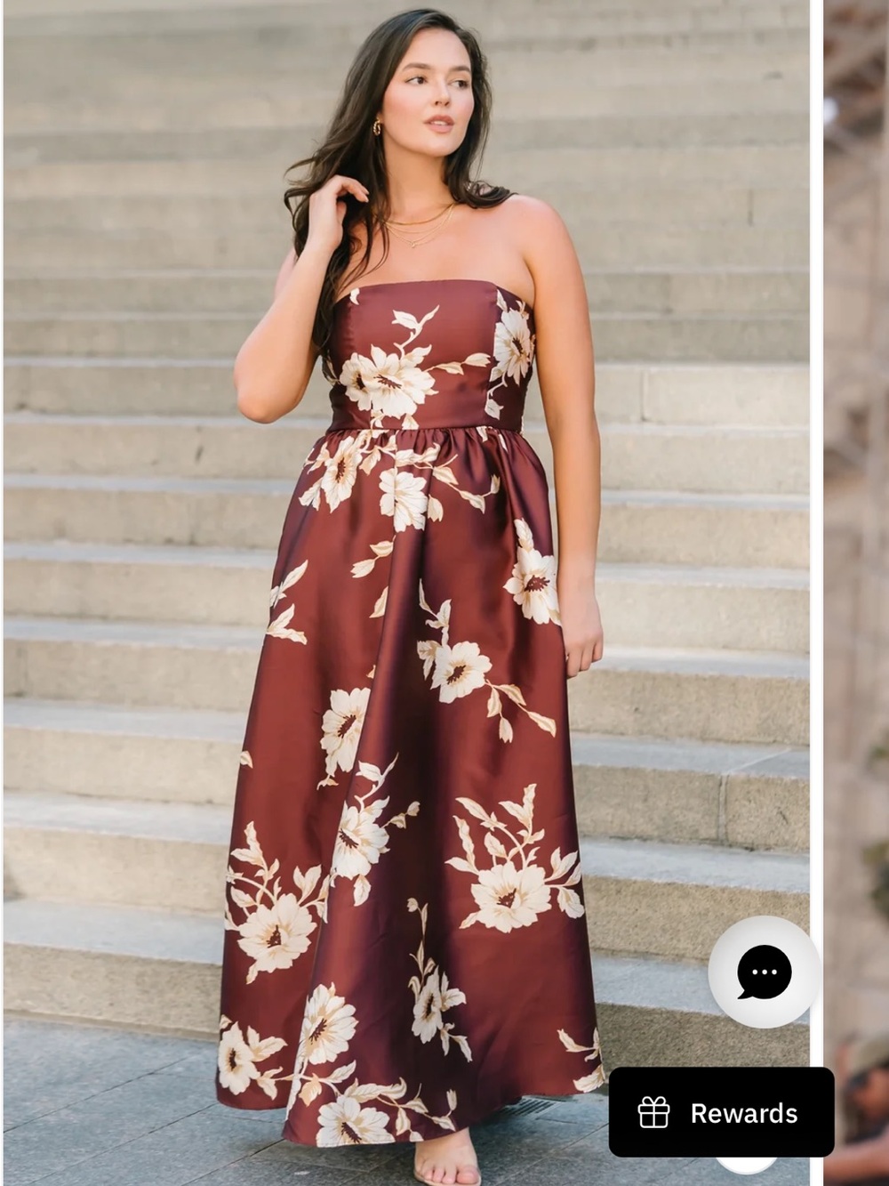 Baltic Born Rosette Strapless Maxi Gown